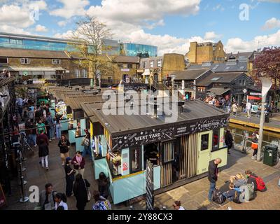 Food stalls in Camden Town market, London, UK Stock Photo