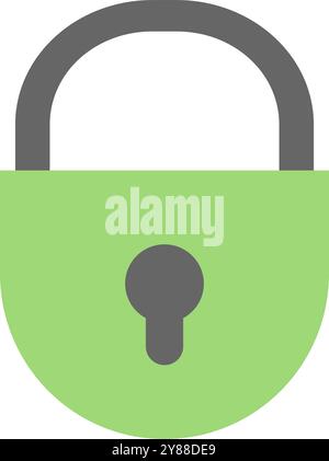 Simple green padlock icon. Minimalist green padlock icon. Stock Vector