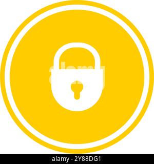 Yellow padlock icon. Yellow padlock button. Stock Vector