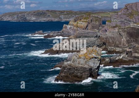 Unique Coastal Rock Formations at Mizen Head Stock Photo