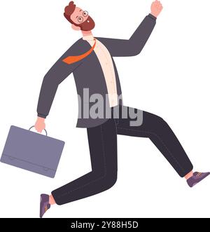 Running businessman. Late for work or career race icon isolated on white background Stock Vector