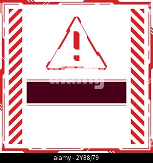 Warning window in futuristic hud style. Retrowave tech isolated on white background Stock Vector