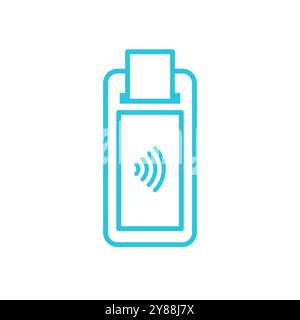 Mobile smart payment receipt printer POS terminal icon. Isolated on white background. From blue icon set. Stock Vector