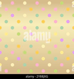 Celebration Polka Dot pattern, colorful dots on golden background, seamless texture Stock Vector