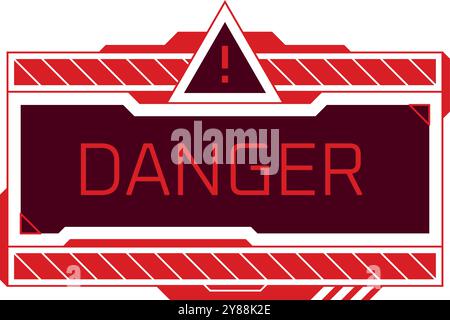 Danger message interface window. Dialog screen frame isolated on white background Stock Vector