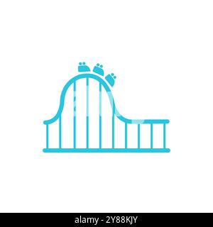 Rollercoaster icon. Isolated on white background. From blue icon set. Stock Vector