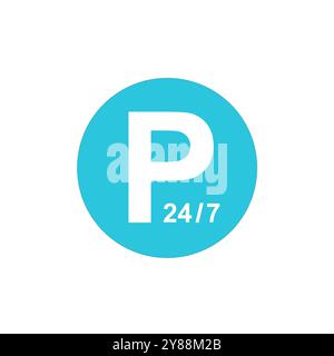Parking time icon 24/7, isolated on white background, from blue icon set. Stock Vector