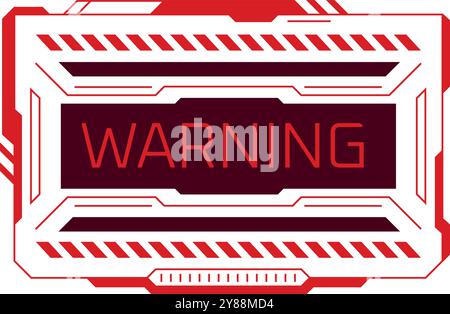 Danger warning message on control panel digital hud isolated on white background Stock Vector