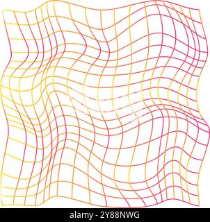 Warped grid. Waved pattern. Geometric color mesh isolated on white background Stock Vector