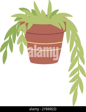 Tradescantia pot. Home garden plant color icon isolated on white background Stock Vector