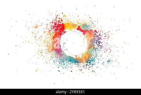 round frame for text of blots and paint strokes. Trendy brush stroke. hand drawn. Not AI, Vector Stock Vector