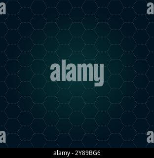 VR HUD futuristic interface hexagons grid. Hexagonal linear head up display seamless pattern. Digital UI cyber screen mesh. GUI hi tech visor hex background. FUI Sci Fi dark green gaming eps dashboard Stock Vector
