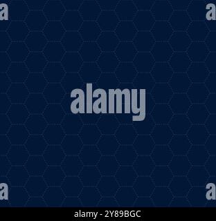 VR HUD futuristic interface hexagons grid. Hexagonal linear head up display seamless pattern. Digital UI cyber screen mesh. GUI hi tech visor eps background. FUI Sci Fi dark blue digital hex dashboard Stock Vector