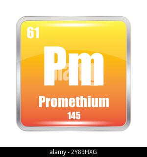 Promethium symbol. Element number 61 of the Periodic Table of the ...