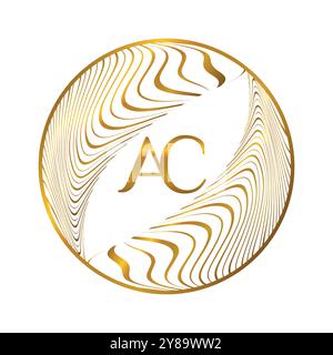 AC Initial Letter Gold Abstract Round Business Logo Frame Stock Vector