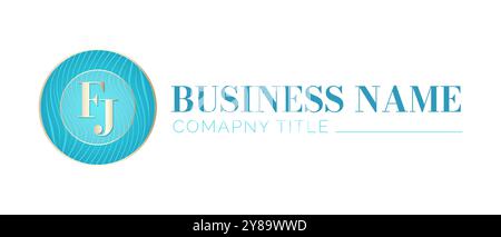 FJ Initial Letter Turquoise Feminine Business Logo Stock Vector