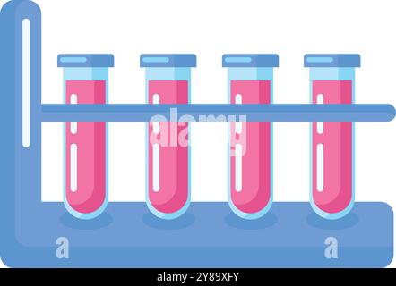 medical test tubes on rack Stock Vector