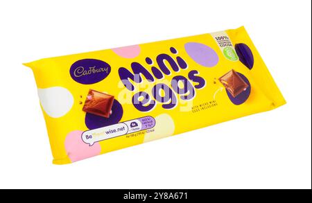 Cadbury mini eggs chocolate bar, milk chocolate with micro mini eggs inclusions Stock Photo