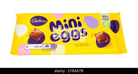Cadbury mini eggs chocolate bar, milk chocolate with micro mini eggs inclusions Stock Photo