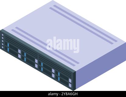 This isometric icon represents a server unit processing big data Stock Vector