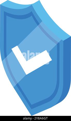 Blue shield displaying a check mark presenting concept of security and protection Stock Vector