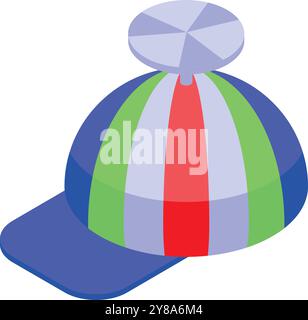 Funny hat with propeller isometric icon is colorful headwear Stock Vector