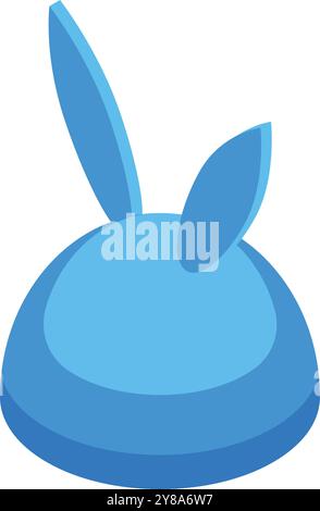 Blue easter bunny hat with long ears isometric icon isolated on white background Stock Vector