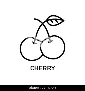 Cherry icon linear logo mark in black and white Stock Vector