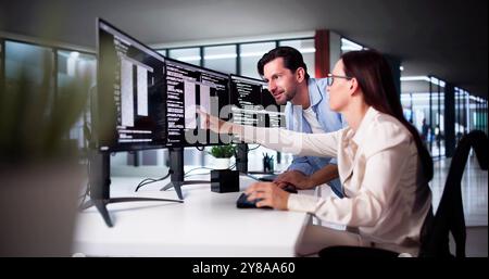 Web Developer Coding On Computer To Develop Code Stock Photo