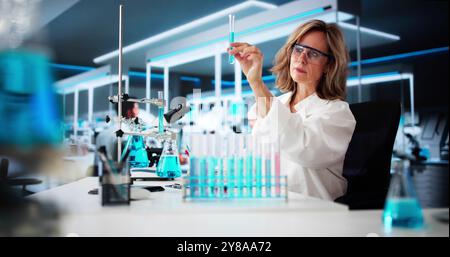Lab Research Test. Scientist Doctor Checking Experiment Results Stock Photo