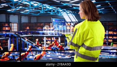 Technician Doing Industrial Inspection Using Tablet Technology Stock Photo