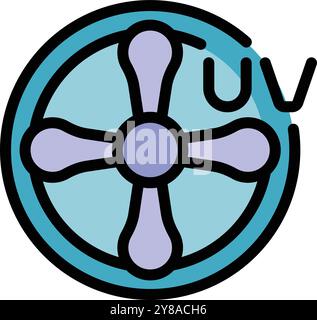 This icon illustrates a uv germicidal irradiation lamp, emitting ultraviolet light for disinfection Stock Vector