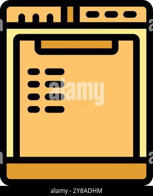Simple outline icon of a dishwasher with a visible washing program, suitable for websites or apps related to household appliances Stock Vector