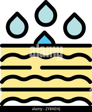This colorful icon illustrates rainwater slowly seeping through soil layers Stock Vector