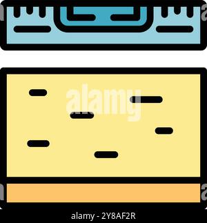 This icon illustrates a construction level being used to measure the flatness of a wall Stock Vector