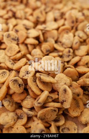 Piled up mini chocolate chip cookies Stock Photo
