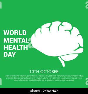 World Mental Health Day 10th October Stock Vector