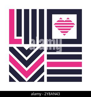 Shape typography. Modern design. Geometric shapes background. Line and square shapes. Decorative greeting card design. Stock Vector