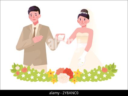 wedding couple illustration Stock Vector