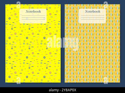 School notebook cover design templates. Diary cover page design flourish abstract illustration. Vector template school timetable for students. It can Stock Vector