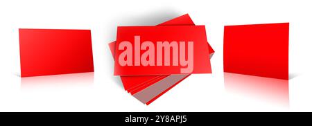 Three Business Cards template black for presentation layouts and design. 3D rendering. Digitally Generated Image. Isolated on white background. Stock Photo