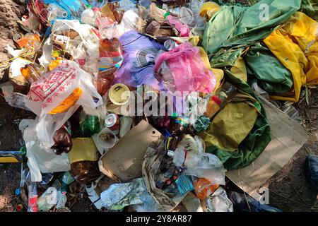 A pile of garbage. Large garbage pile, global warming. Stock Photo