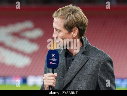 Liverpool, UK. 02nd Oct, 2024. Peter Crouch TNT Sports pundit during the Liverpool FC v Bologna FC UEFA Champions League Round 1 match at Anfield, Liverpool, England, United Kingdom on 2 October 2024 Credit: Every Second Media/Alamy Live News Stock Photo