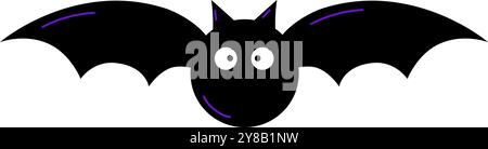Vampire bat silhouette. Halloween bats decoration, hanging cave flittermouse and scary rearmouse animal, nocturnal holiday night wildlife flight shape Stock Vector
