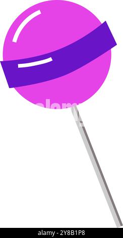 Colorful candy on stick flat hand drawn style isolated on white background. Design elements symbol Editable icon silhouette lollipops for menu, advert Stock Vector