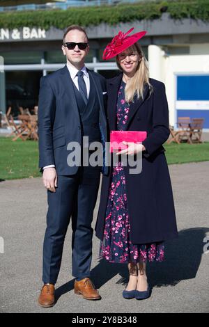 Ascot, Berkshire, UK. 4th October, 2024. It was a beautiful sunny morning as glamorous racegoers arrived at Ascot Racecourse in Berkshire for the BetMGM Autumn Friday Raceday. Credit: Maureen McLean/Alamy Live News Stock Photo