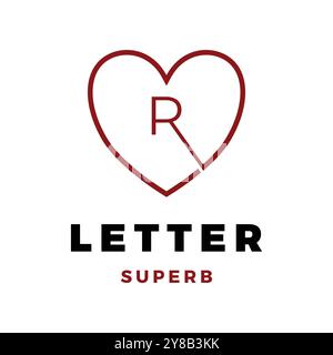 Initial Letter R Love Icon Logo Design Template Stock Vector