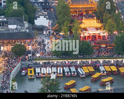 NANJING, CHINA - OCTOBER 4, 2024 - Tourists visit the Confucius Temple in Nanjing, East China's Jiangsu province, Oct. 4, 2024. Stock Photo