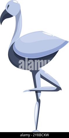 Blue metal robot flamingo is standing on one leg Stock Vector