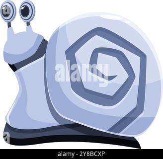 Cartoon snail is crawling slowly with a spiral shell on its back Stock Vector